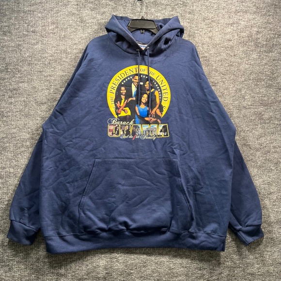 Hanes Other - Hanes Barack Obama First Family Navy Blue Graphic Hoodie Mens 2XL